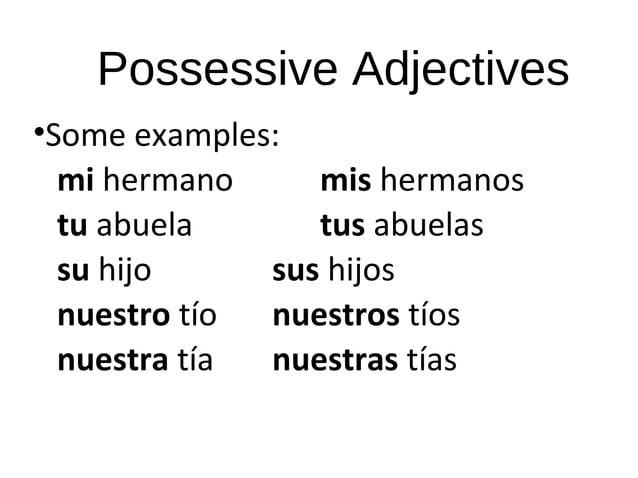 Spanish possesive adjectives | PPT