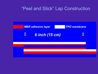 “Peel and Stick” Lap Construction
MBR adhesive layer TPO membrane
 6 inch (15 cm)
 