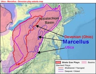 Utica - Marcellus - Devonian play extents map
 