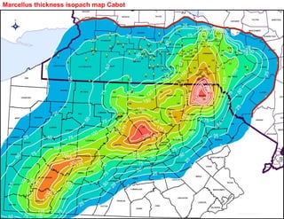 Marcellus thickness isopach map Cabot
 