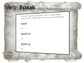 Verb: Speak