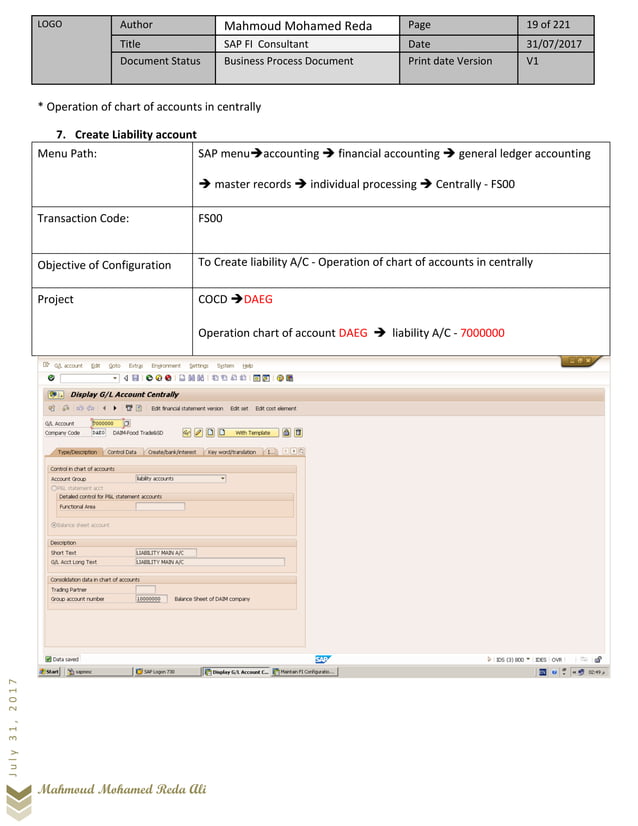 SAP Financial Accounting - Business Process Document | PDF