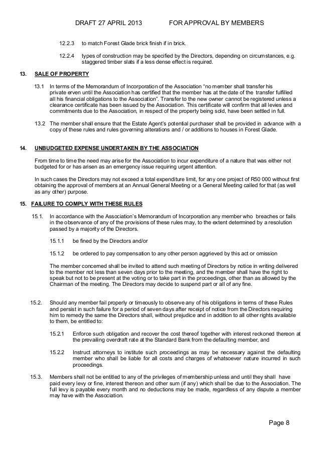 Forest Glade Estate - Draft HOA Rules