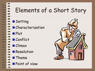 Elements of a Short Story Setting Characterization Plot Conflict Climax Resolution Theme Point of view 