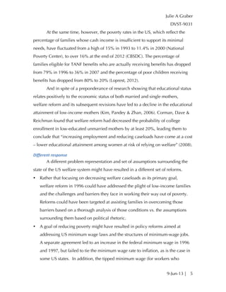 What's the Problem? Policy Analysis of 1996 US Welfare Reform | PDF