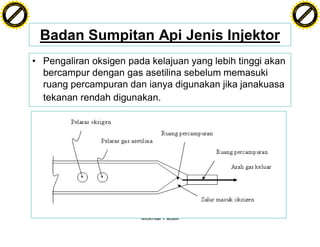 F T ra n sf o                                                                                         F T ra n sf o
          PD                   rm                                                                               PD                   rm
      Y                                                                                                     Y
 Y




                                                                                                       Y
                                er




                                                                                                                                      er
ABB




                                                                                                      ABB
                          y




                                                                                                                                y
                       bu




                                                                                                                             bu
                                    2.0




                                                                                                                                          2.0
                     to




                                                                                                                           to
                  re




                                                                                                                        re
                he




                                                                                                                      he
           k




                                                                                                                 k
          lic




                                                                                                                lic
      C




                                                                                                            C
      w                        om                                                                           w                        om
  w




                                                                                                        w
          w.                                                                                                    w.
               A B B Y Y.c                                                                                           A B B Y Y.c




                                           Badan Sumpitan Api Jenis Injektor
                                          • Pengaliran oksigen pada kelajuan yang lebih tinggi akan
                                            bercampur dengan gas asetilina sebelum memasuki
                                            ruang percampuran dan ianya digunakan jika janakuasa
                                            tekanan rendah digunakan.




                                                                  Mokhtar Padeli
 