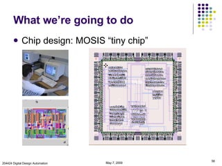 What we’re going to do Chip design: MOSIS “tiny chip” June 9, 2009 204424 Digital Design Automation 