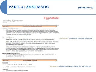 PART-A: ANSI MSDS                                     (SECTION 6 - 7)




                               SECTION 06 : ACCIDENTAL REALESE MEASURES




                    SECTION 07 : INFORMATION ABOUT HANDLING AND STORAGE
 