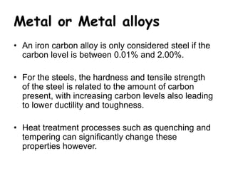 Classification of Engineering Materials, Engineering requirements of ...