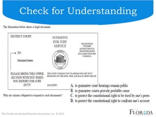 The Florida Law Related Education Association, Inc. © 2015
Check for Understanding
 