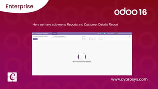 Here we have sub-menu Reports and Customer Details Report.
 