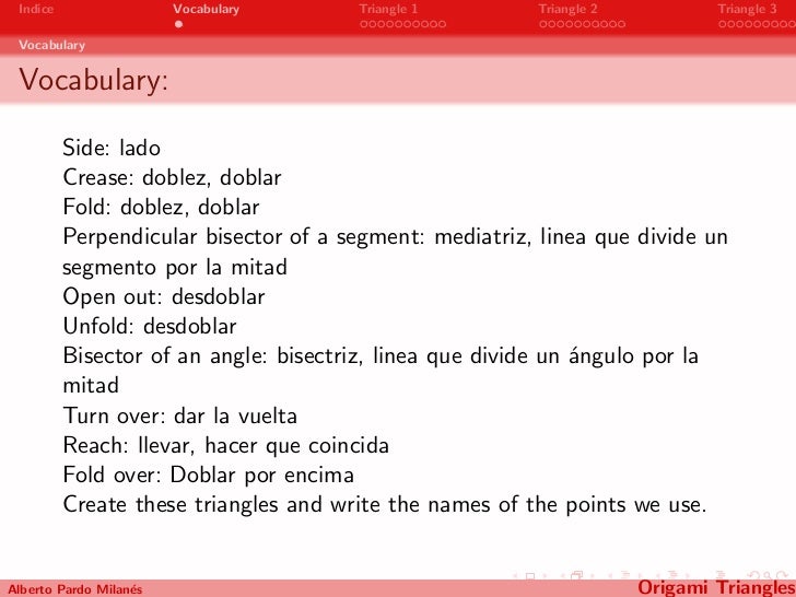 Resultado de imagen de origami vocabulary