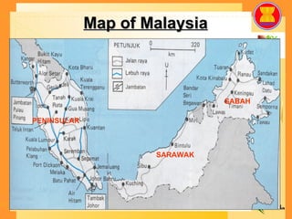 Map of Malaysia SARAWAK SABAH PENINSULAR 