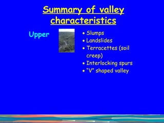 Summary of valley characteristics 