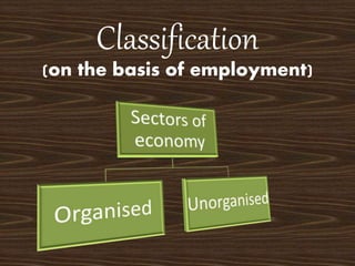 Classification
(on the basis of employment)
 