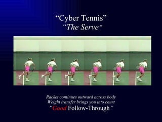 “ Cyber Tennis”   “The Serve ” Racket continues outward across body Weight transfer brings you into court “ Good  Follow-Through ” 