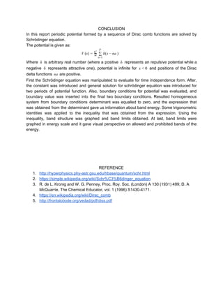 Solution to schrodinger equation with dirac comb potential | PDF