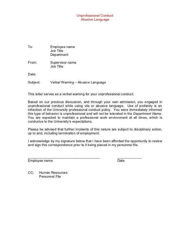 Sample Warning Letter To Employee For Attendance