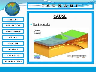 CAUSE

TITLE
DEFINITION
CHARACTERISTIC

CAUSE
PROCESS
ACTION
EXAMPLES
REFERENTION

 Earthquake

 