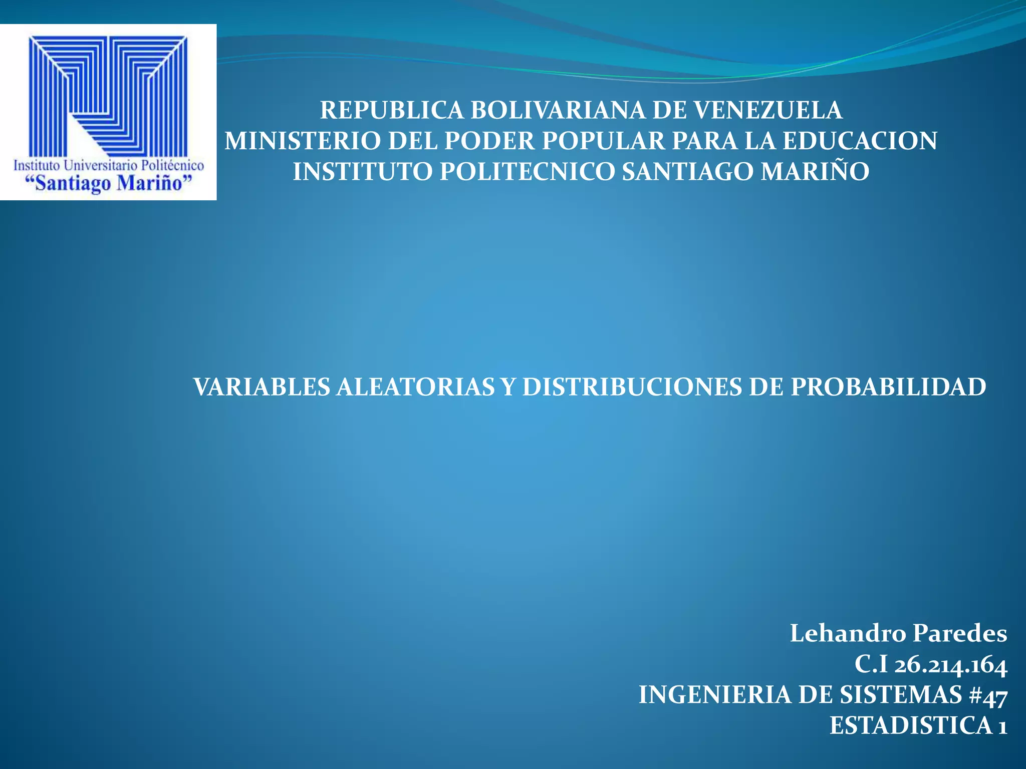 Variables aleatorias y distribuciones de probabilidad | PPT