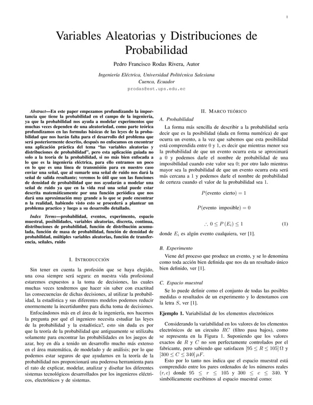 Variables aleatorias y distribuciones de probabilidad | PDF