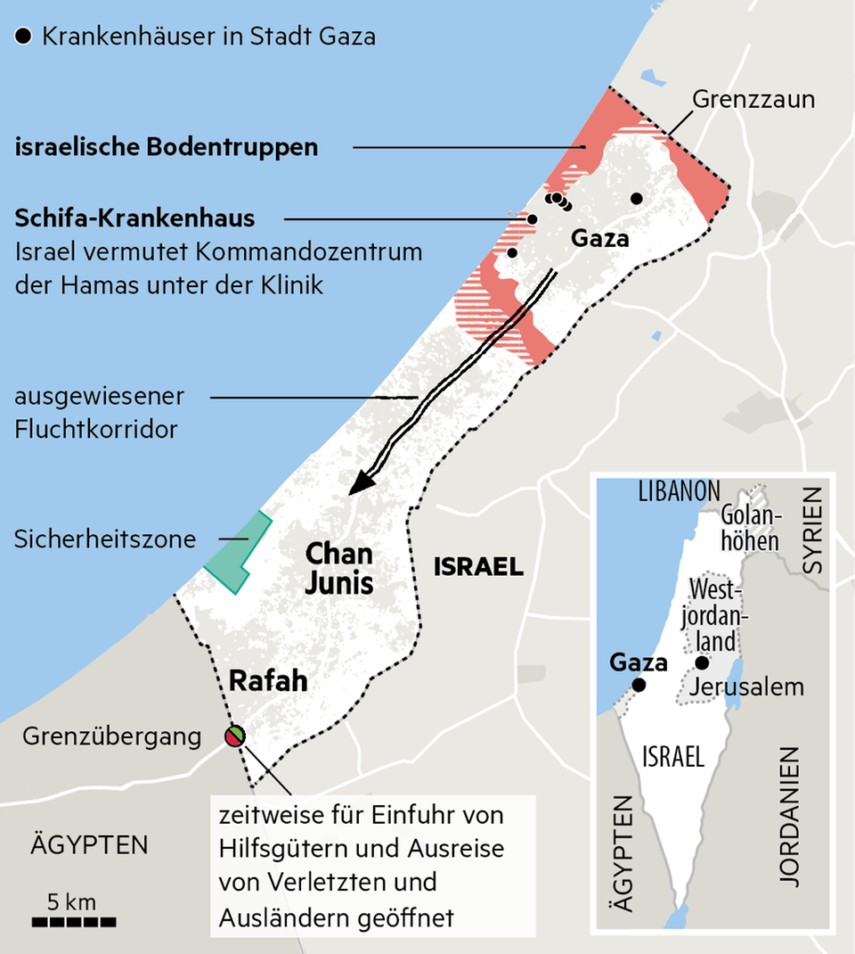 Infografik: Die Lage im Gazastreifen und in Gaza-Stadt (Stand: 11. November 2023)