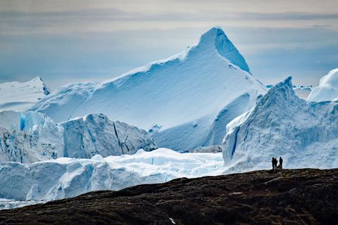 Weiße Riesen durchs Teleobjektiv: Der Weg führt zu den Klippen von Nakkaavik, wo man den besten Ausblick auf die schwimmenden Eisberge des Gletschers Sermeq Kujalleq hat, dem produktivsten der nördlichen Hemisphäre mit einer Fließgeschwindigkeit von 40 Metern pro Tag