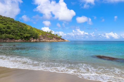 Ein Strand auf Mayotte: Türkisblaues waaer, Palmen, strahlende Sonne