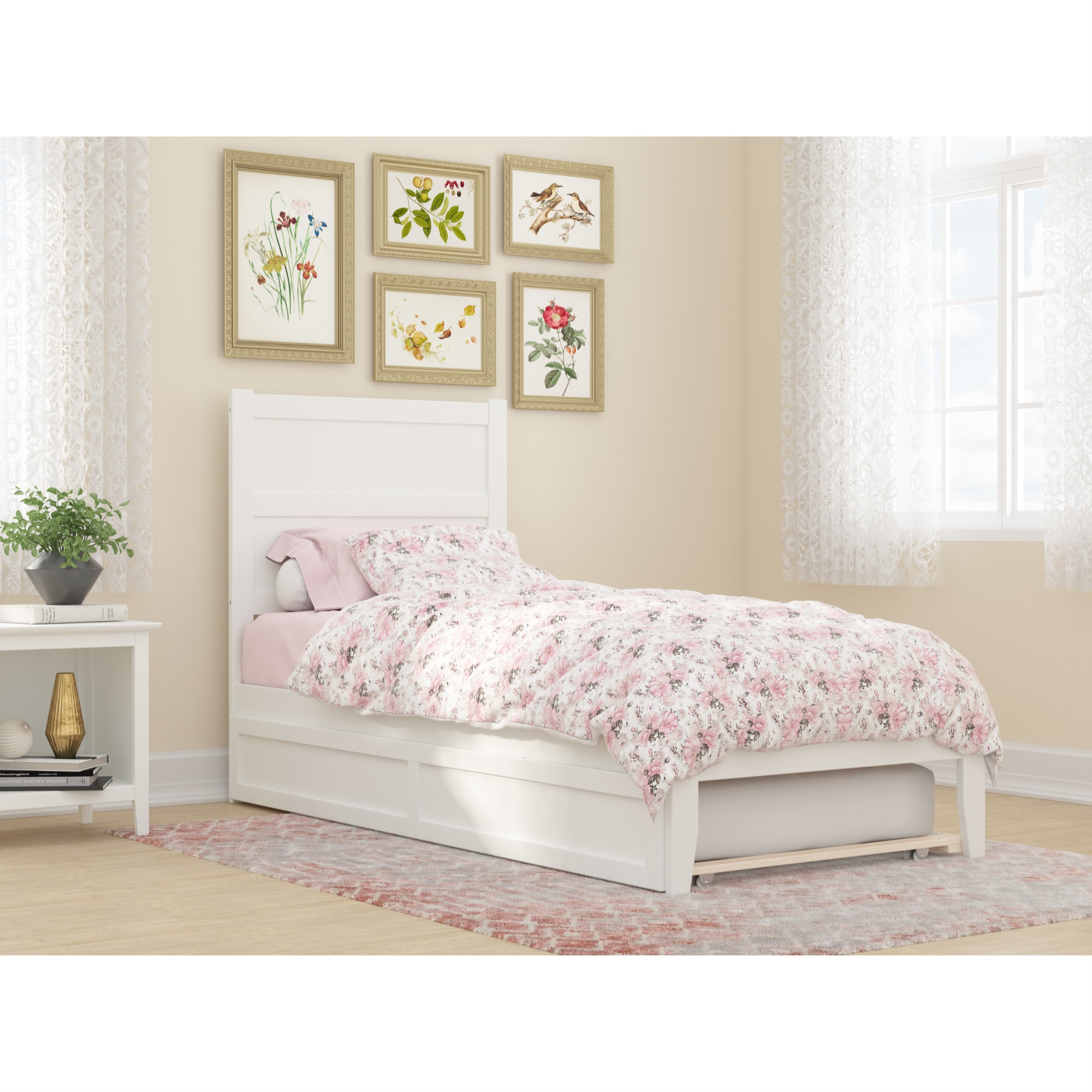 Atlantic NoHo Twin Extra Long Bed with Twin Extra Long Trundle in White