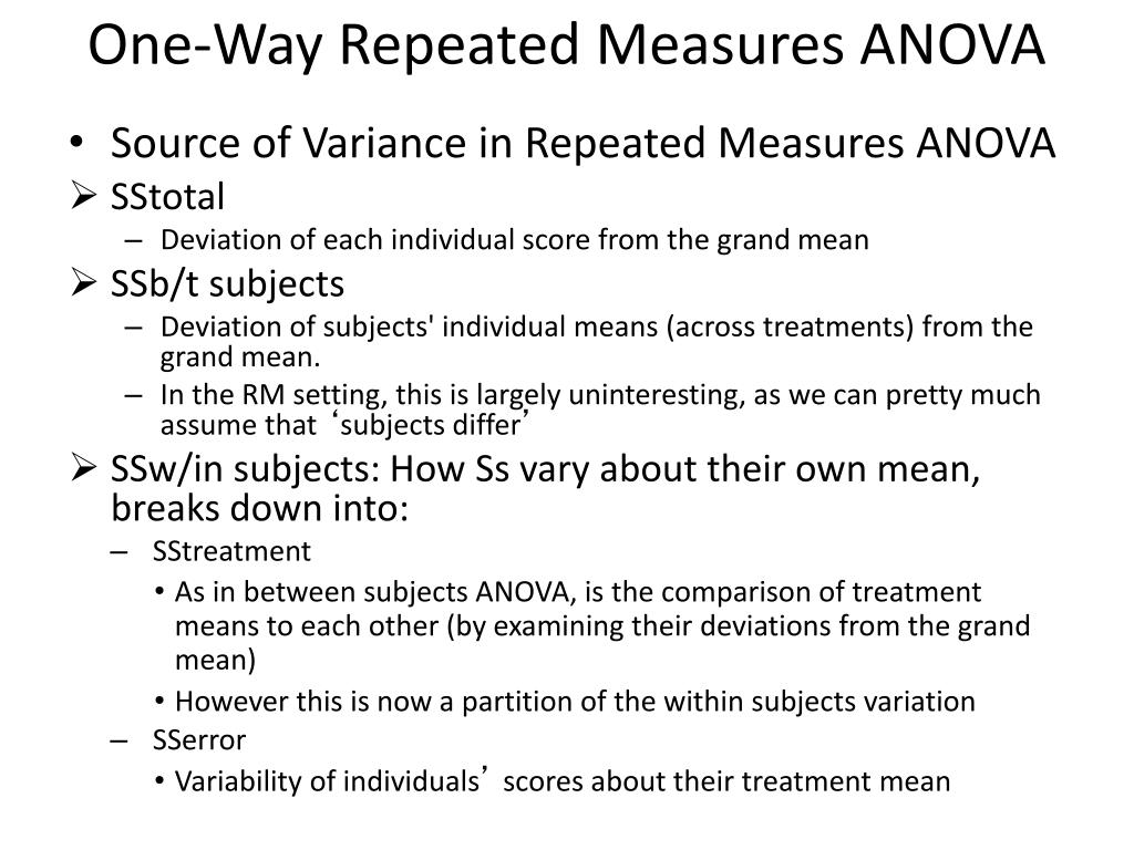 PPT - Repeated Measure Design of ANOVA PowerPoint Presentation, free ...