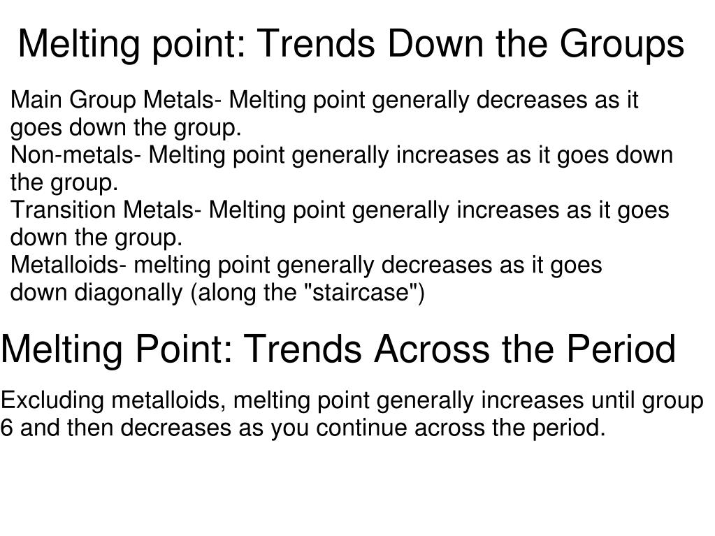 Melting Point Periodic Table Trend