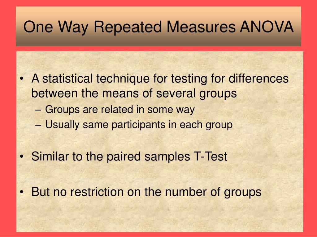 PPT - Lecture 11: One Way ANOVA Repeated Measures PowerPoint ...