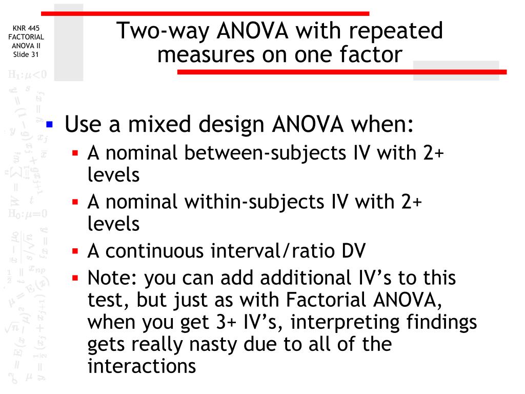 PPT - Repeated Measures ANOVA PowerPoint Presentation, free download ...