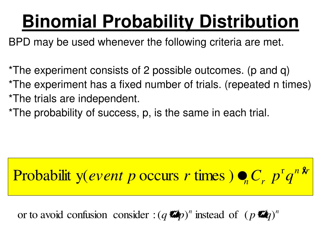 PPT - Binomial Probability Distribution PowerPoint Presentation, free ...