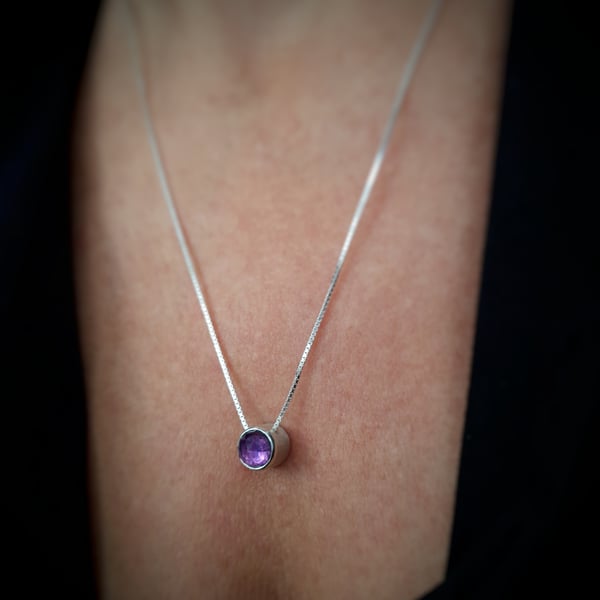 Amethyst pendant on fine chain