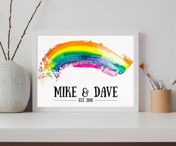 Anniversary or wedding personalised print (rainbow edition)