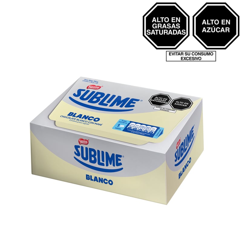 SUBLIME - Chocolate Sublime Blanco Con Maní 20 Unidades x 38g 