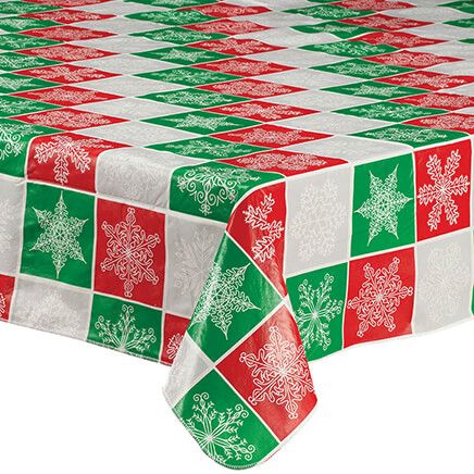 Snowflake Plaid Vinyl Table Cover by Chef's Pride™-372390