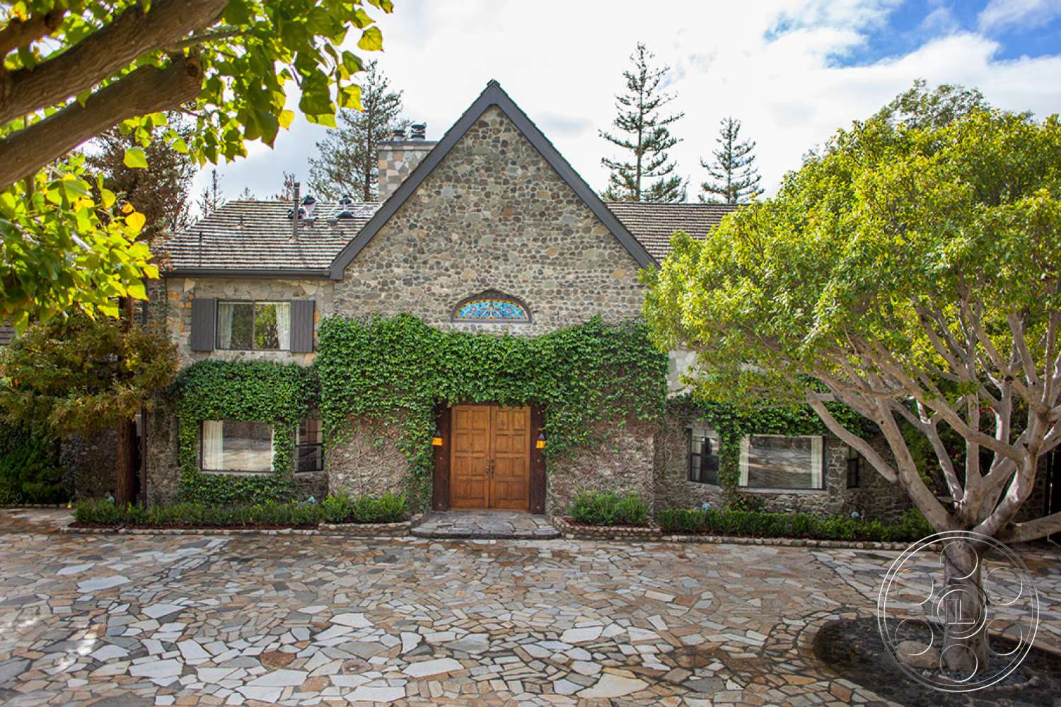 Mansion 83 - flagstone, tree, door, path, walkway, pavement, sidewalk, cobblestone