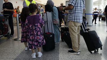 Australian Government officials assisting Australians to depart Lebanon on two government-supported charter flights from Beirut Airport to Larnaca, Cyprus on Saturday 5 October 2024.