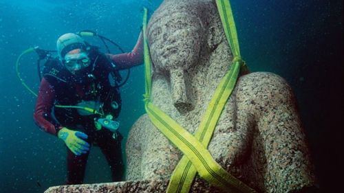 An ancient statue pulled from Heracleion as part of the research.  Picture: Franck Goddio/Hilti Foundation/Christoph Gerigk