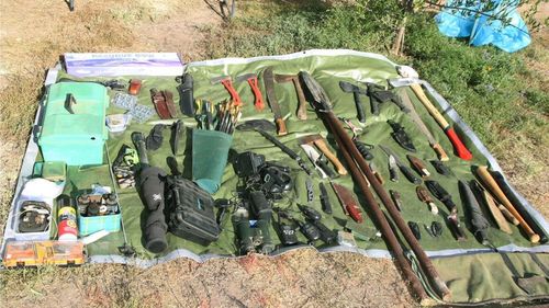 Equipment found at the Train family property in Wieambilla.