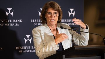 Governor of the Reserve Bank of Australia, Michele Bullock, addresses the media at a press conference.