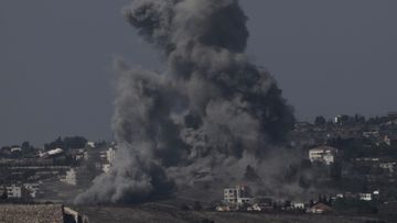 Smoke rises following Israeli bombardment in southern Lebanon as seen from northern Israel, Saturday, Oct. 5, 2024 