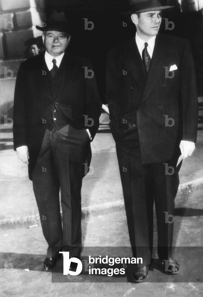 Former President Herbert Hoover, and his son, Herbert Hoover Jr., arrive at Fifth Avenue Presbyterian Church f