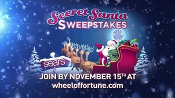 Sears Secret Santa Sweepstakes TV Spot, 'Wheel of Fortune: Could Be Yours'