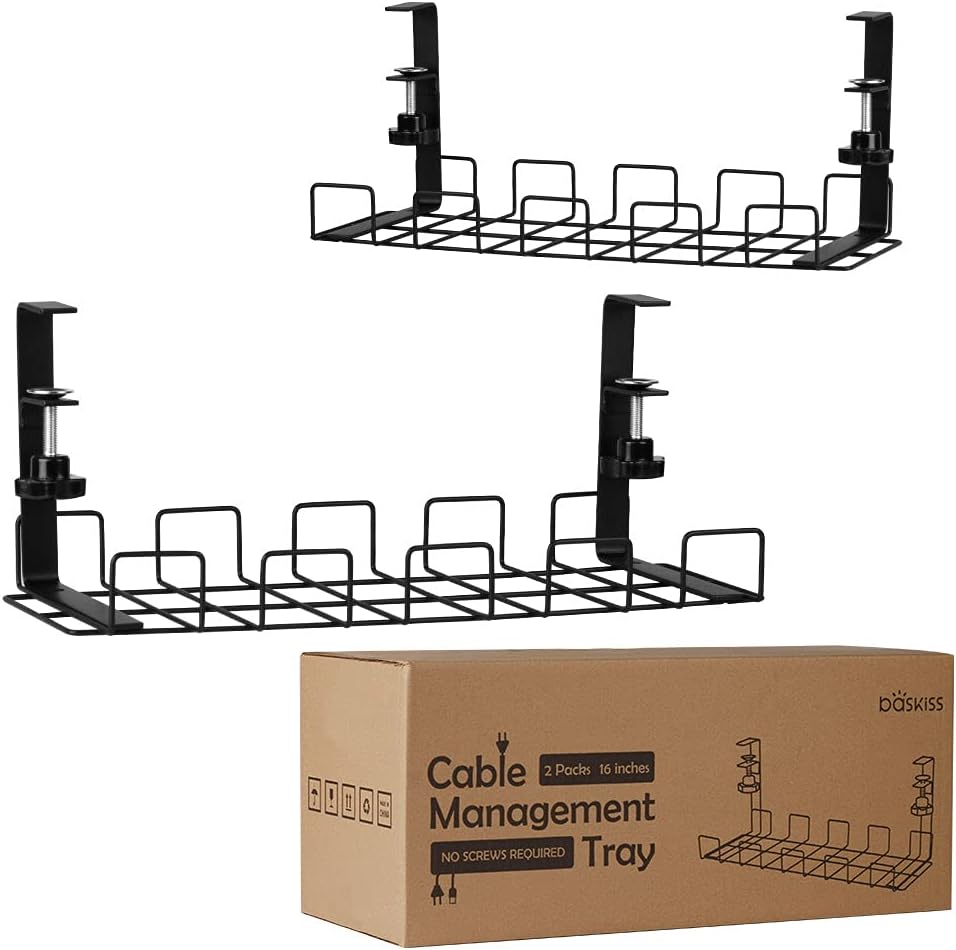 Baskiss Under Desk Cable Management Trays 2 Pack, 16 India | Ubuy