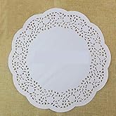 CHICIEVE 12" Paper Doilies Round White Paper Lace Doilies for Cakes,Desserts,Baked Treat Display,Ideal for Weddings,Formal Ev