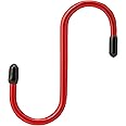 Merriway BH01913 (2 Pcs) Red Plastic Coated Steel Kitchen Storage S-Hook, 100mm (4 inch) - Pack of 2 Pieces