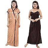 ZairraWomen Satin Solid Maxi Night Dress